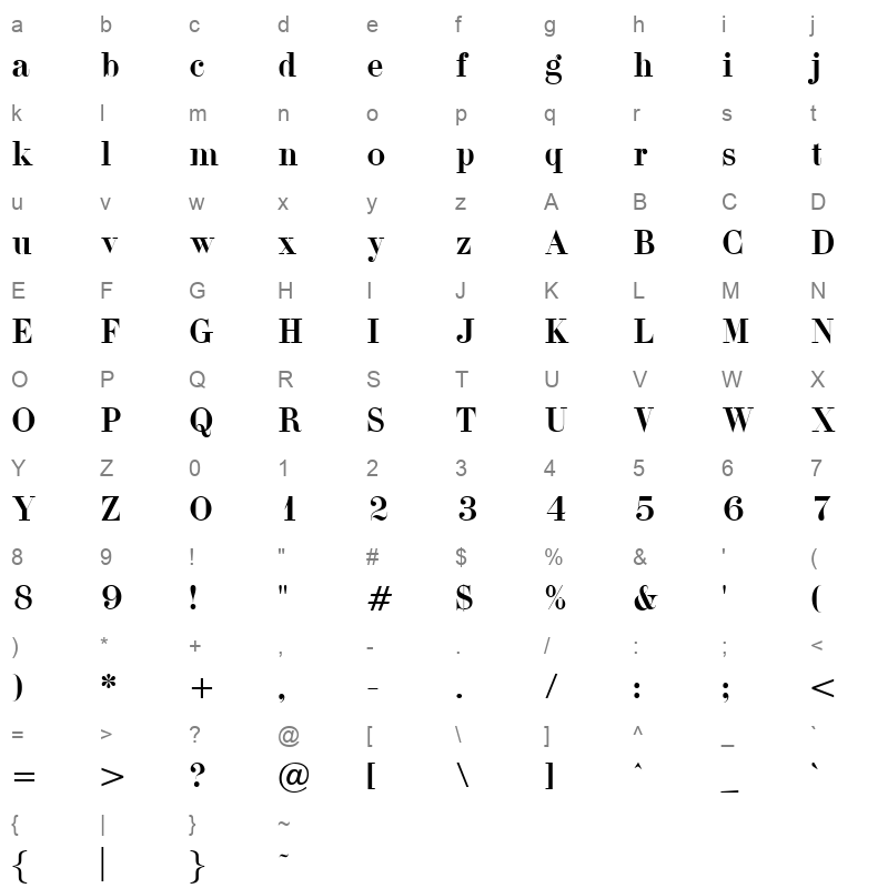 adonis regular Character Map