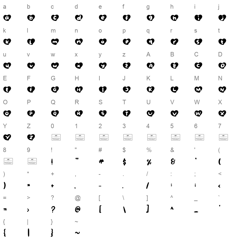 adore Character Map