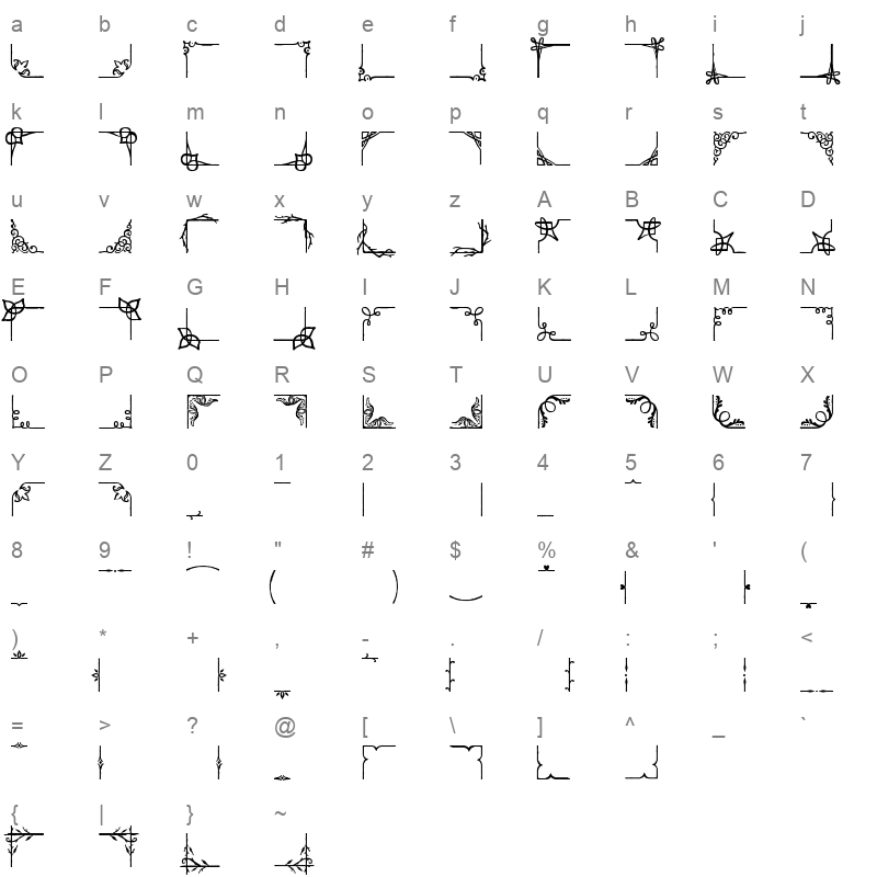 adorn frames Character Map
