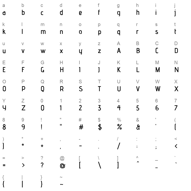 advent bold 2 Character Map