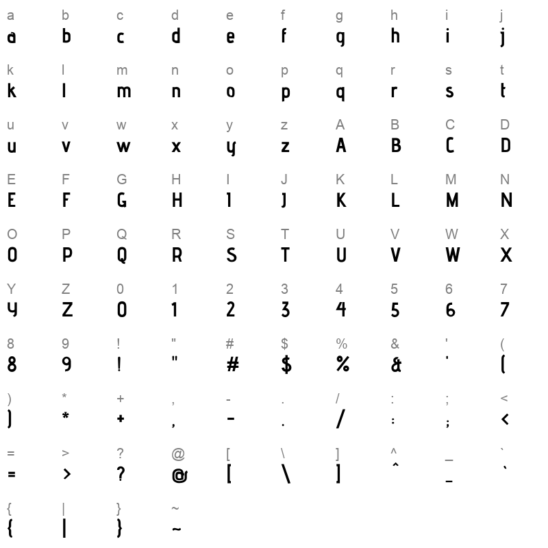 advent bold 3 Character Map