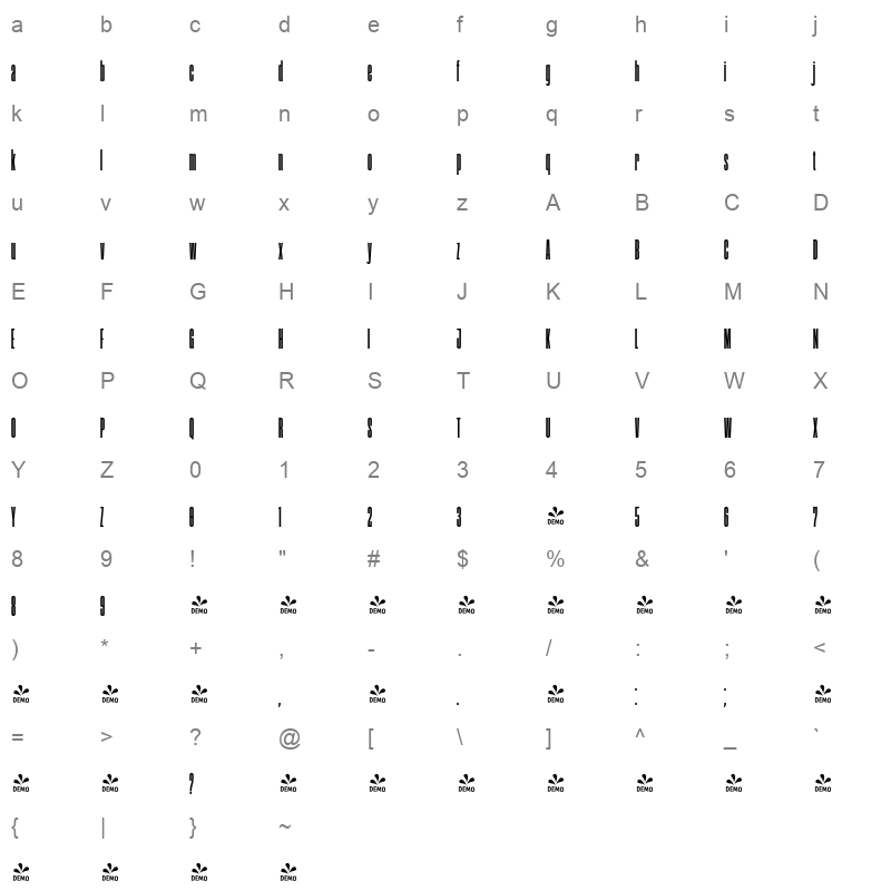 adventures unlimited sans bold Character Map