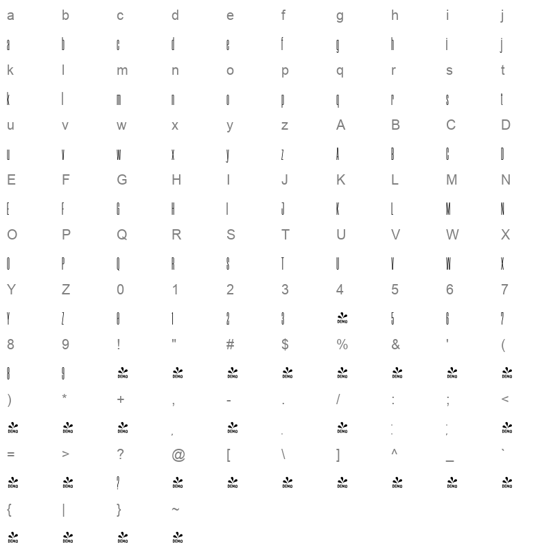 adventures unlimited sans Character Map