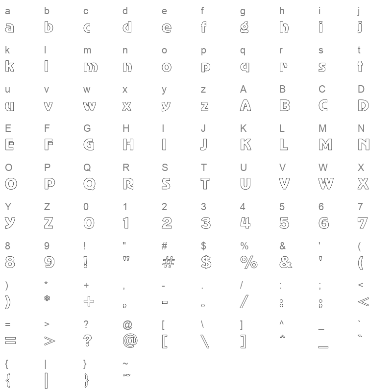 adver gothic hollow Character Map