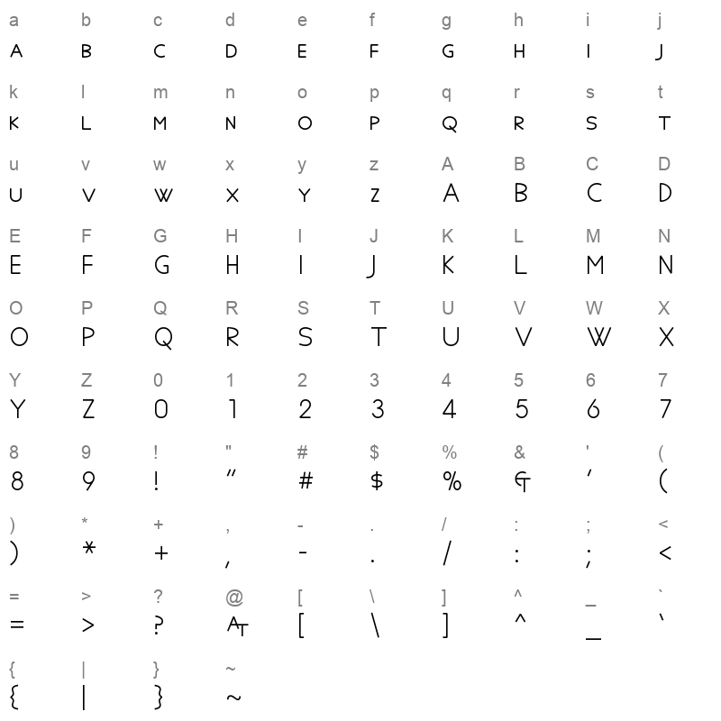 aegean regular Character Map
