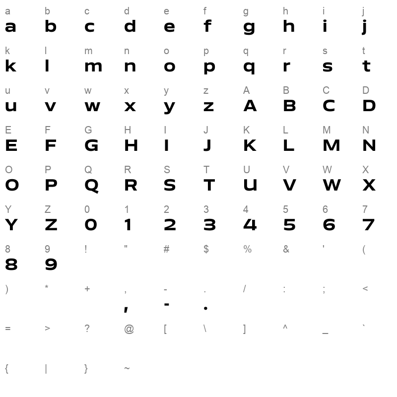 aero bold demo Character Map