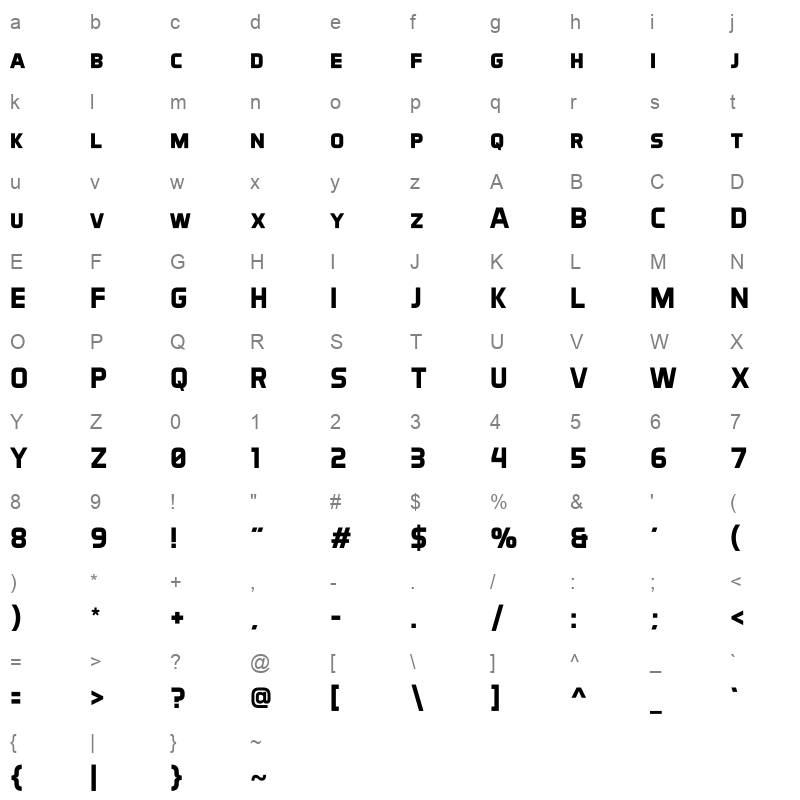 aero matics display bold Character Map