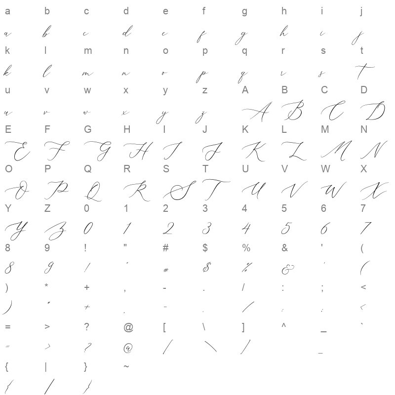 aerotis regular Character Map