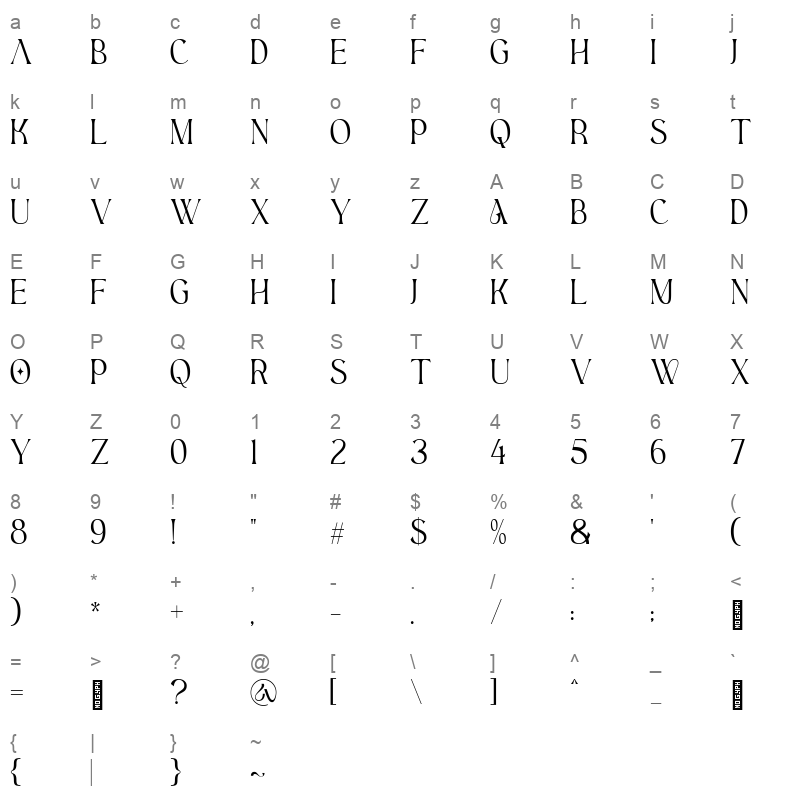 aesthetic regular Character Map