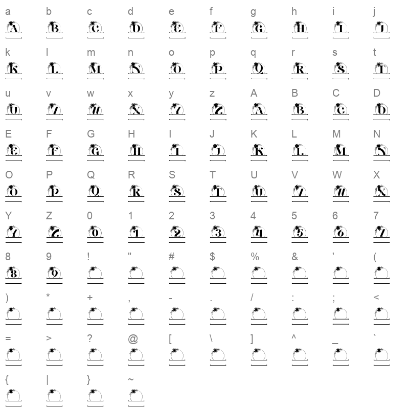 aether monogram line Character Map