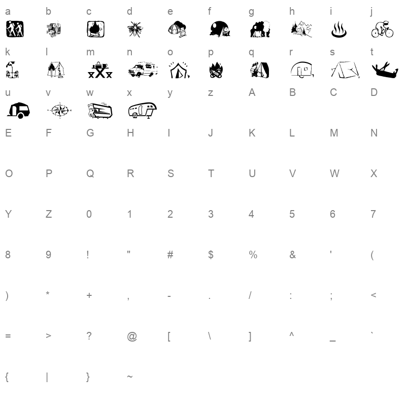 AEZcamping Character Map