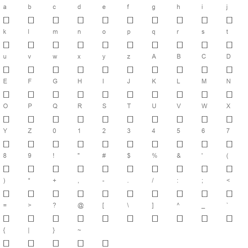 AF Diwani Normal Character Map