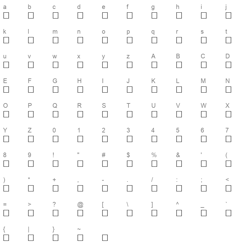 AF Tabook Normal Traditional Character Map