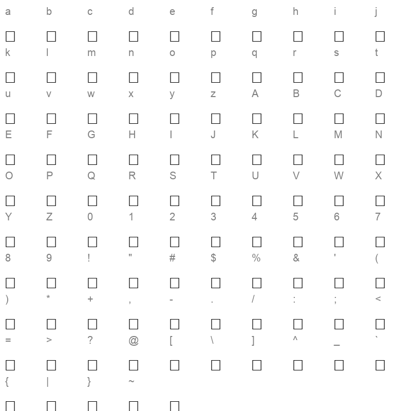 AF Unizah Normal Character Map
