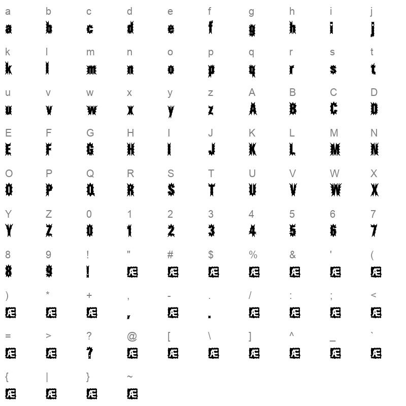 aftermath brk regular Character Map