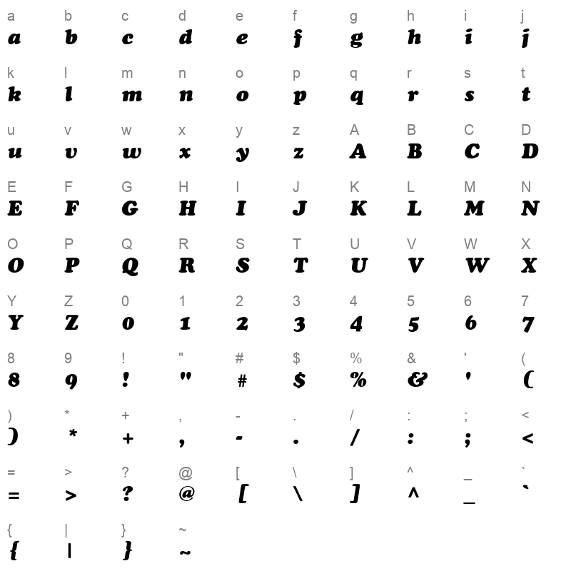 ag cooper cyrillic italic Character Map
