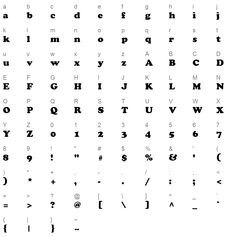 ag cooper cyrillic roman Character Map