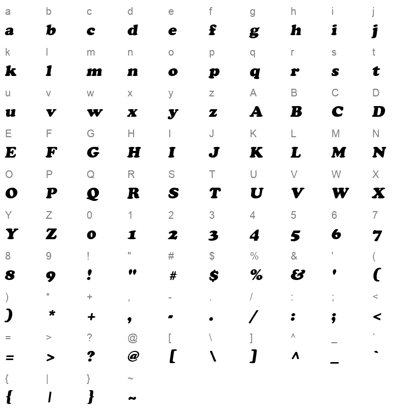 ag crown style oblique Character Map