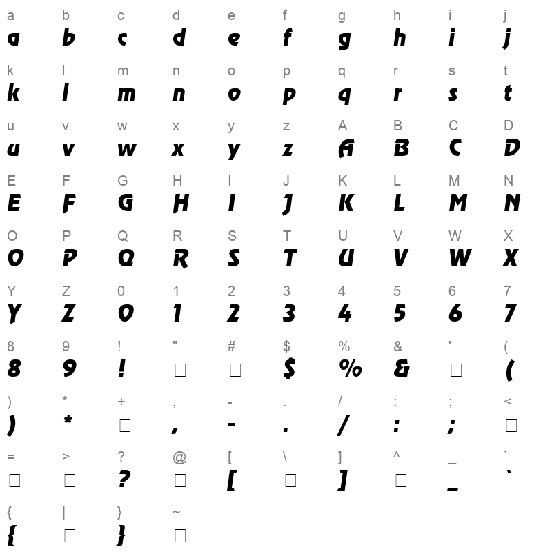 ag revue cyrillic italic Character Map
