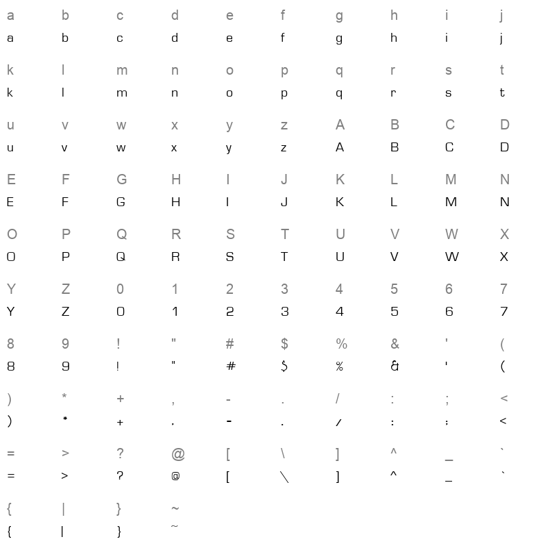 AGA Rasheeq Regular nZoXkhi Character Map