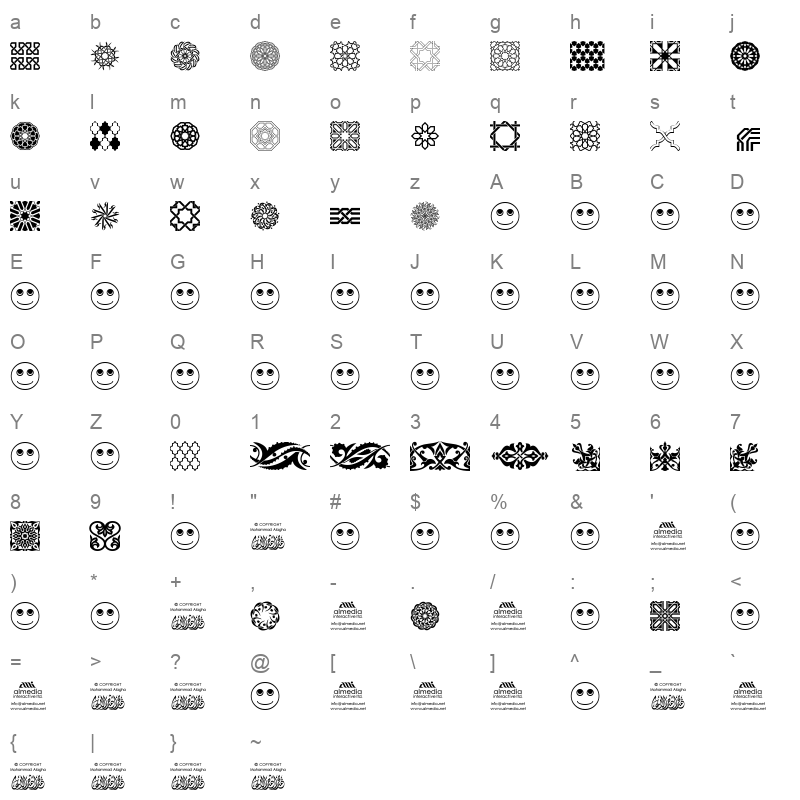 AGArabsqSample 5kXtGbK Character Map