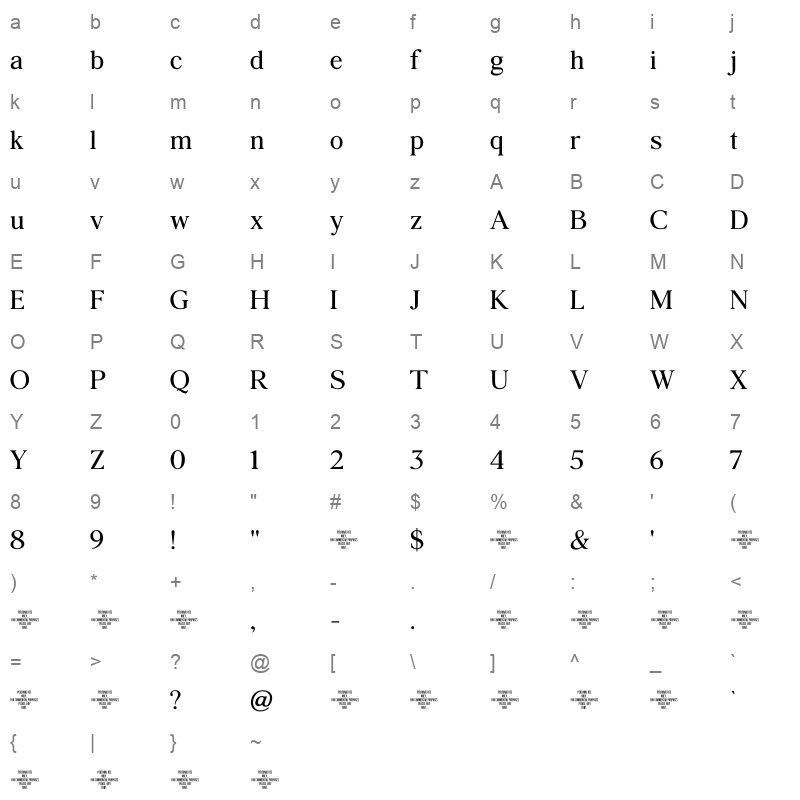 agatho medium Character Map