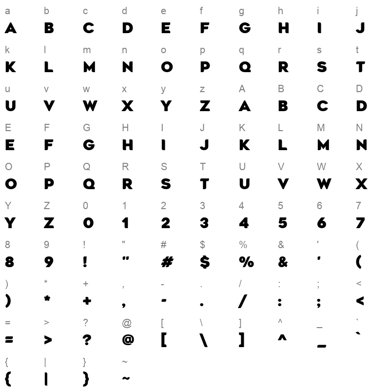 agenor black Character Map