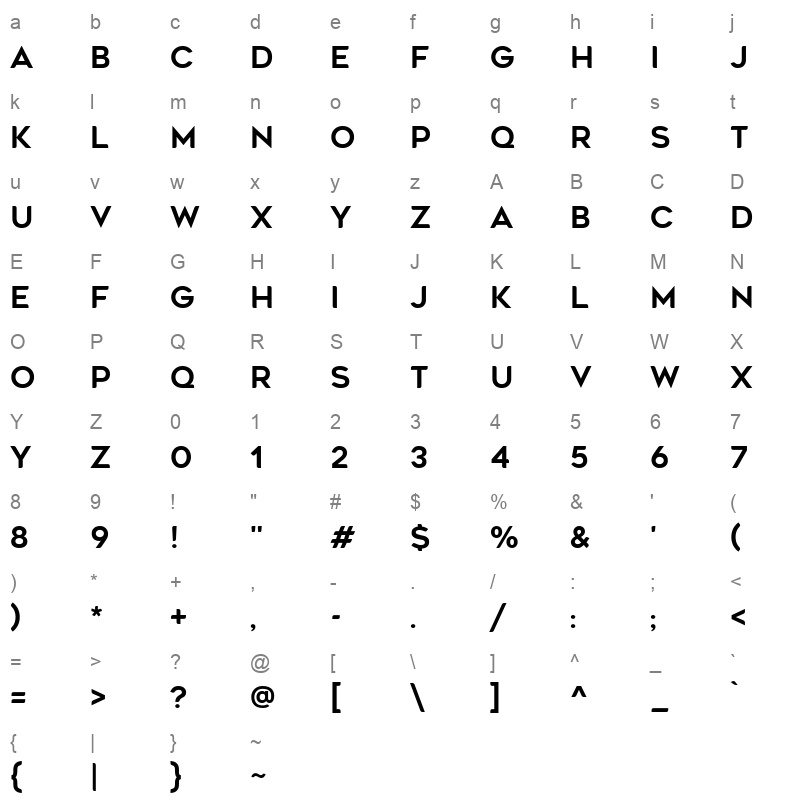 agenor regular Character Map