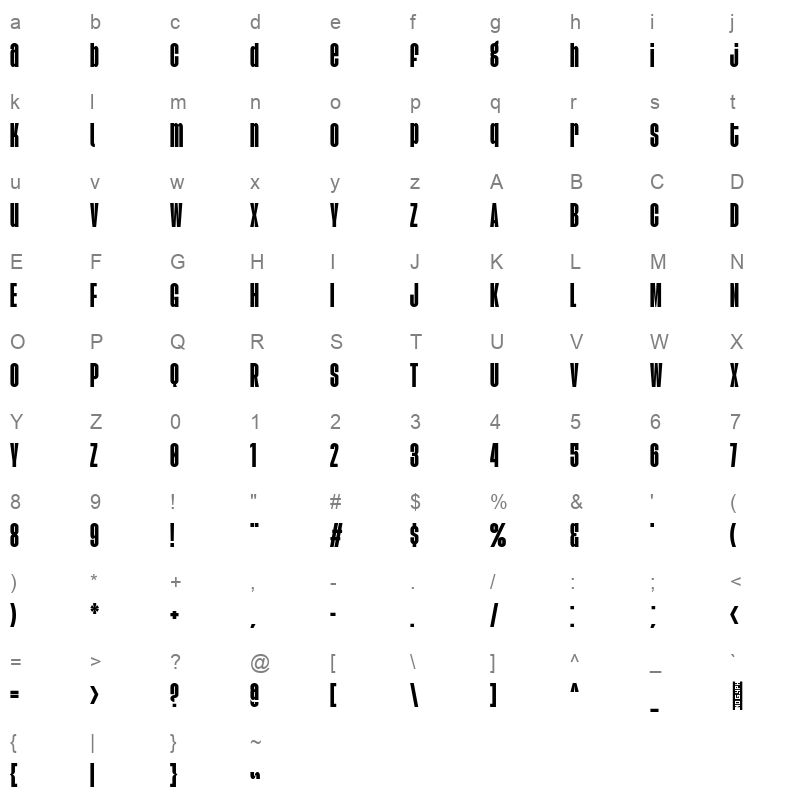 agharti black ultra condensed Character Map