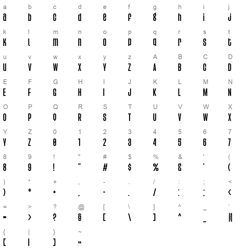 agharti bold Character Map