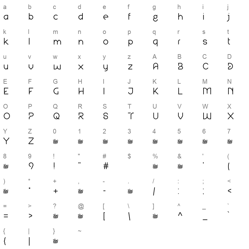 agree thin Character Map