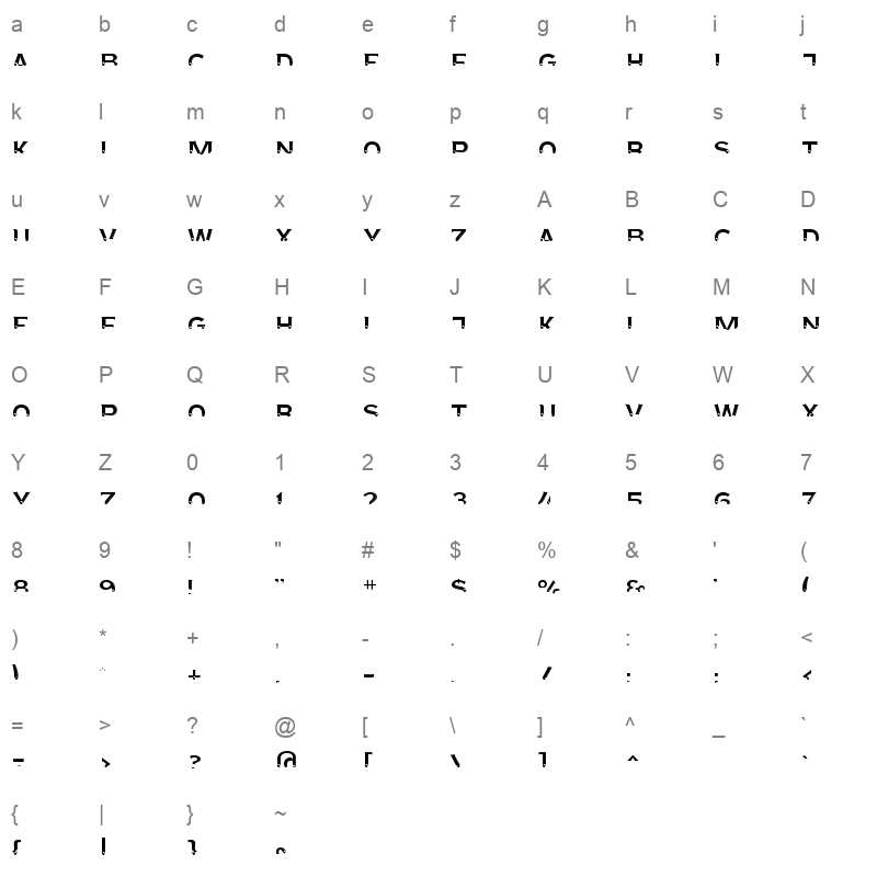 agreloy thin Character Map