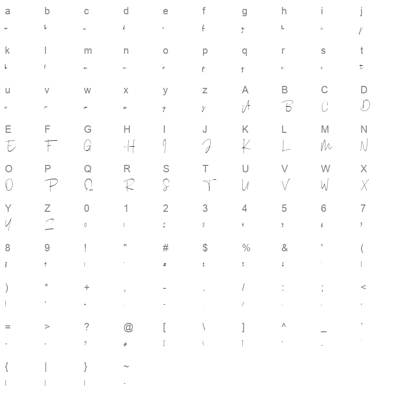 agustine signature Character Map