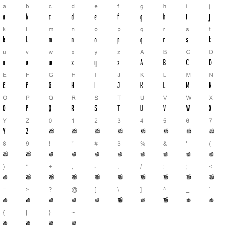 AILLEK otf Character Map