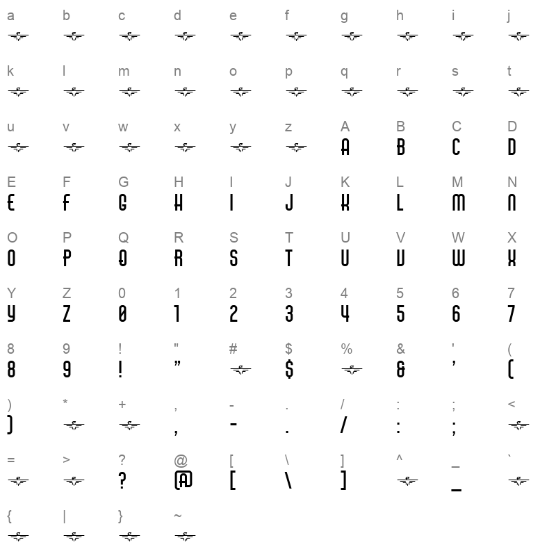 air americana bold Character Map
