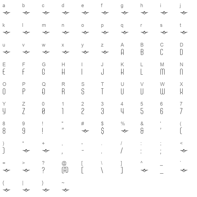 air americana light Character Map