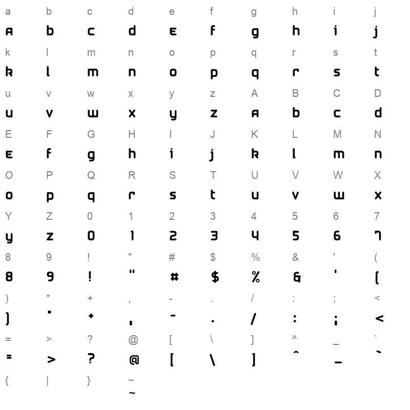 Air Strip Arabic Regular Character Map