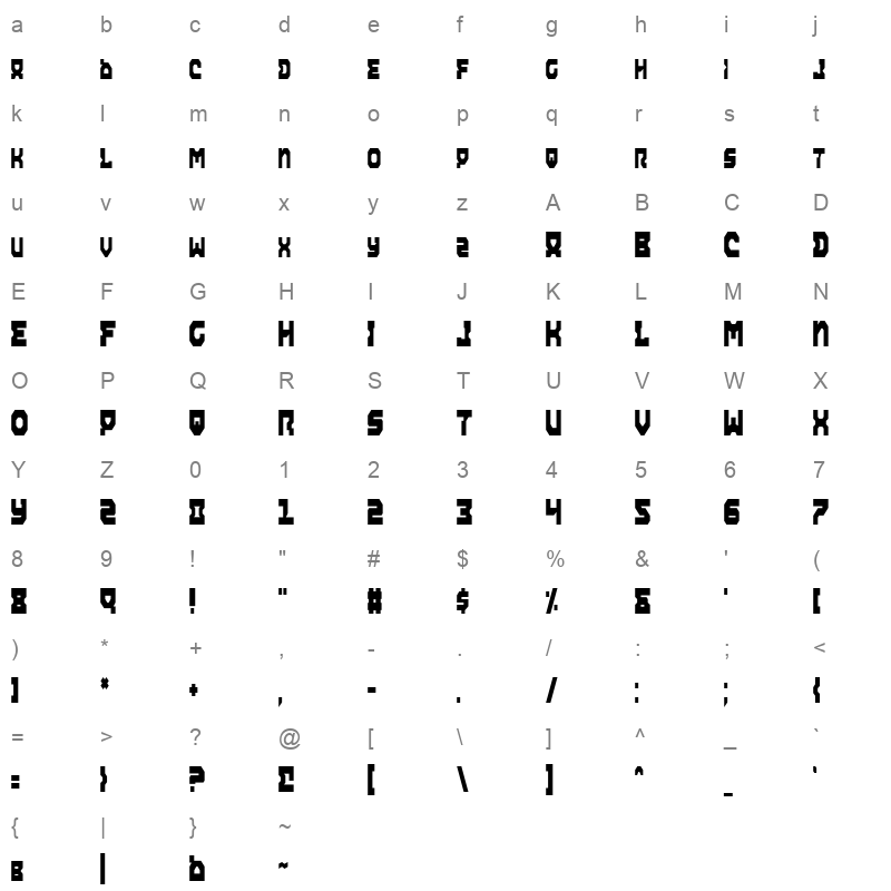 airacobra condensed Character Map