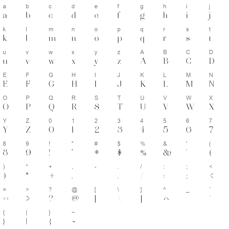 aire bold pro Character Map