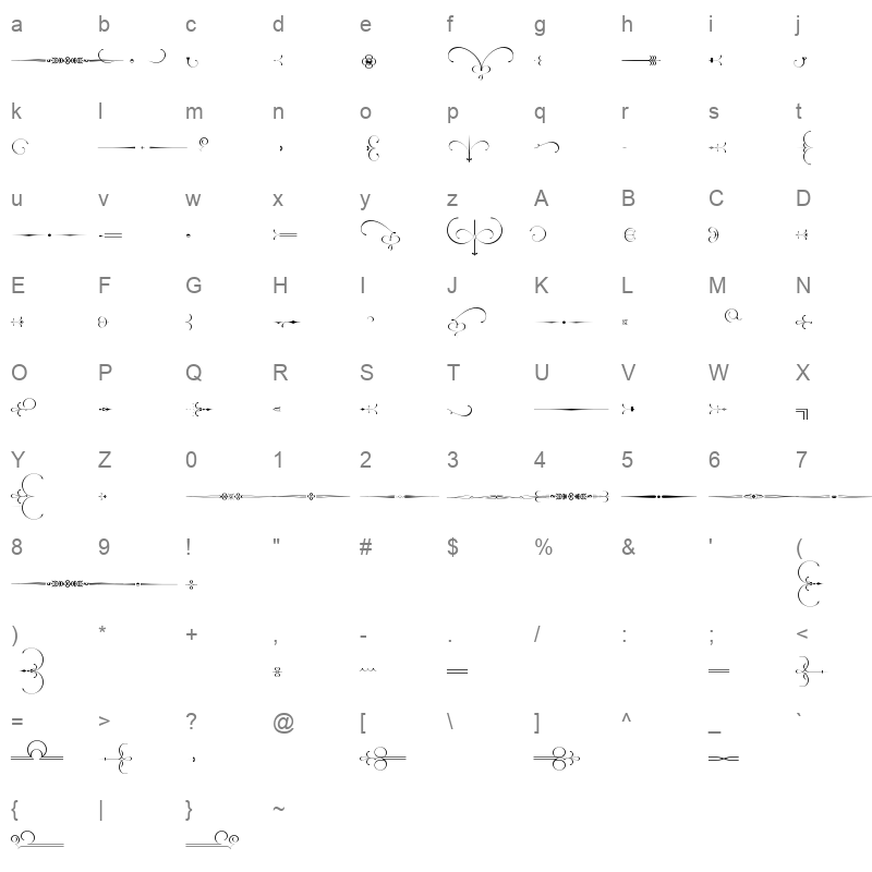 aire fleurons pro Character Map