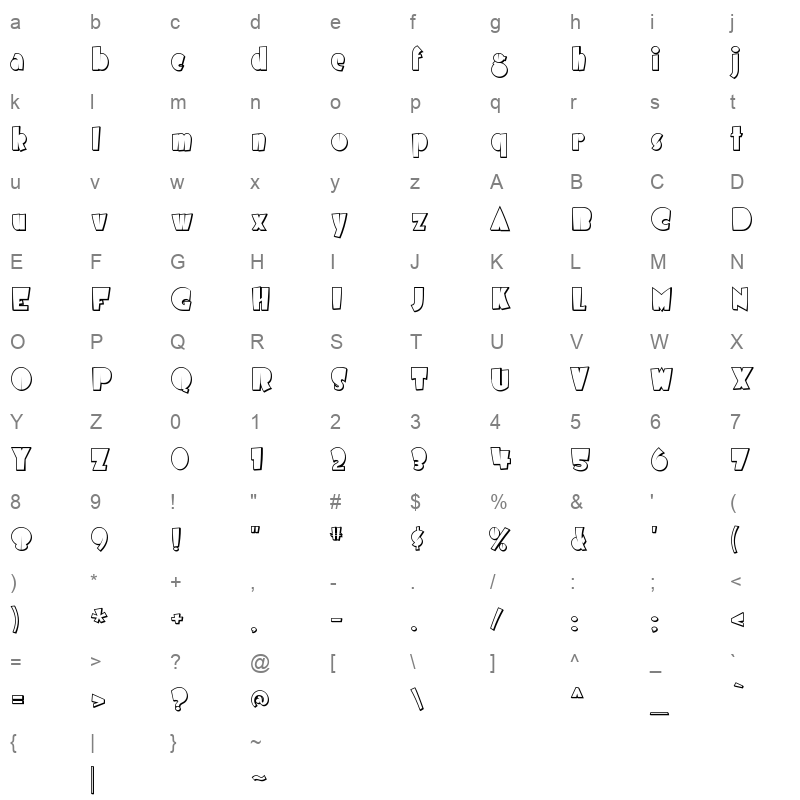 airmole shaded Character Map