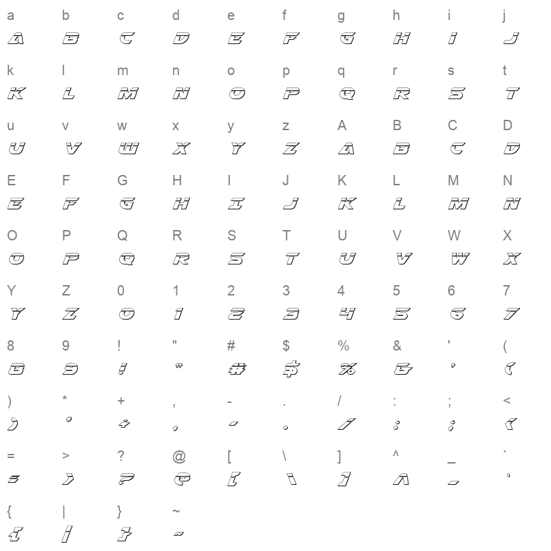 airstrike bullet Character Map