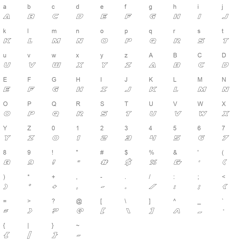 airstrike outline Character Map