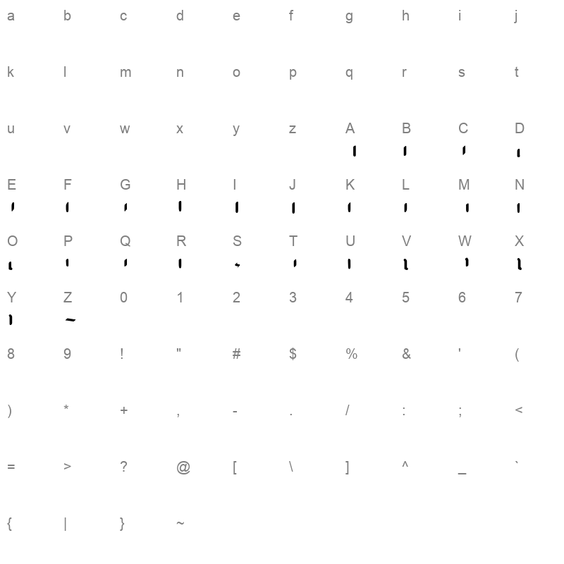 aj quadrata m bold rubrum Character Map