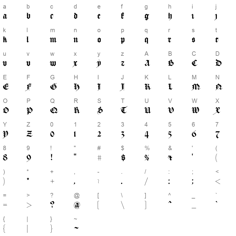 aj quadrata m bold Character Map