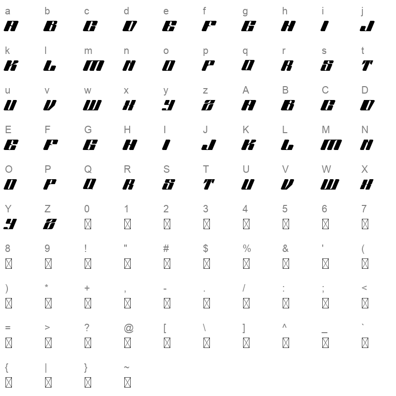 akane bold italic Character Map