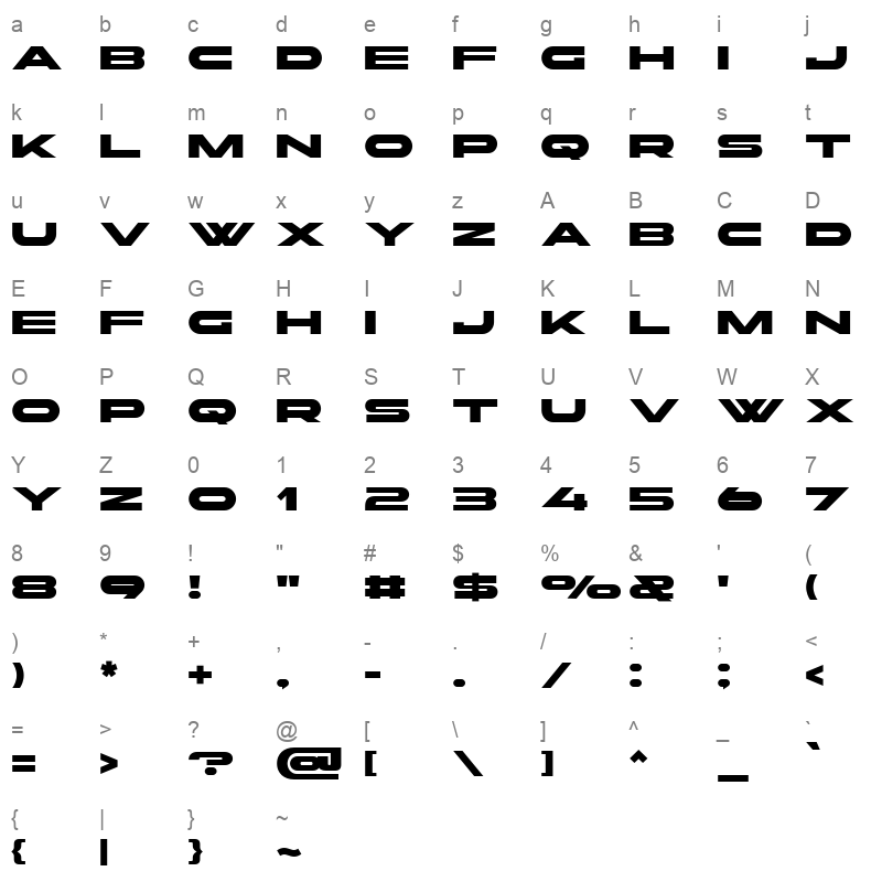 akony web bold Character Map