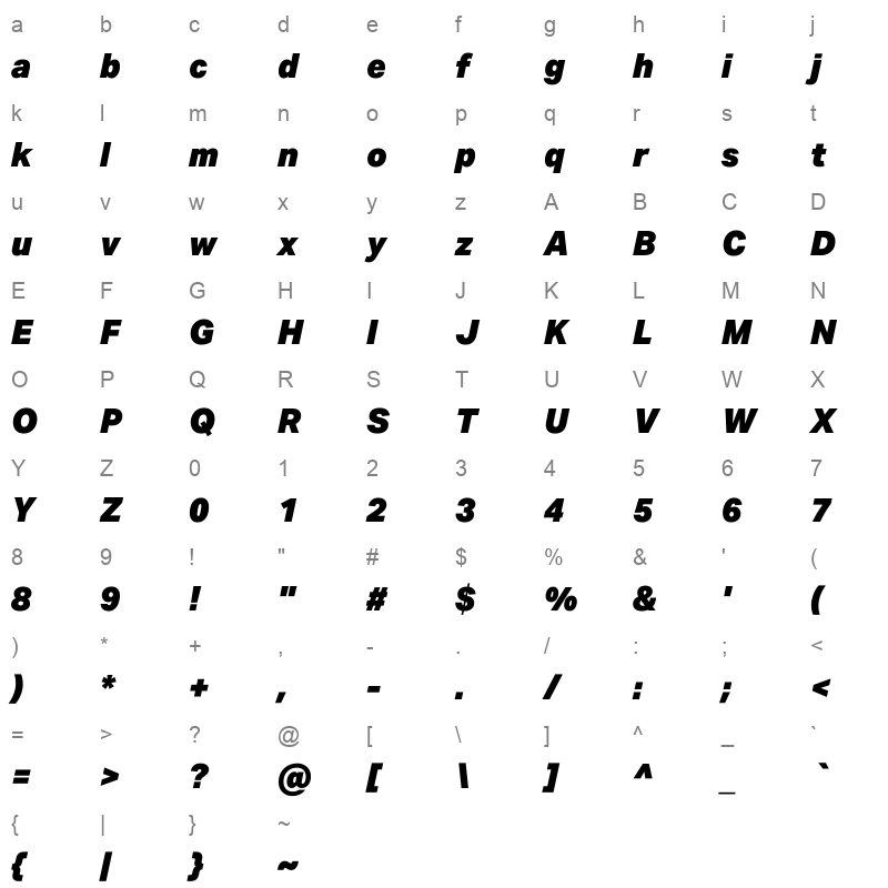aktiv grotesk geor black italic Character Map
