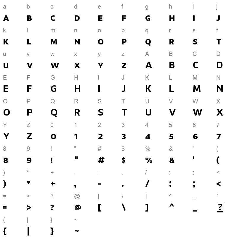akwe pro ext sc bold Character Map