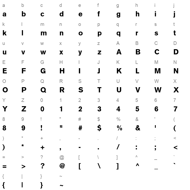 akzidenz grotesk black 09003 Character Map